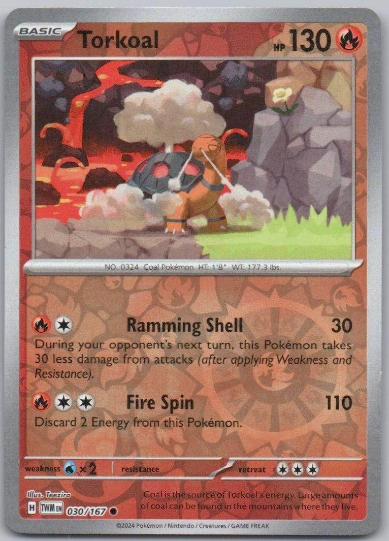 Torkoal 030 Reverse Holo Fire Card - Twilight Masquerade