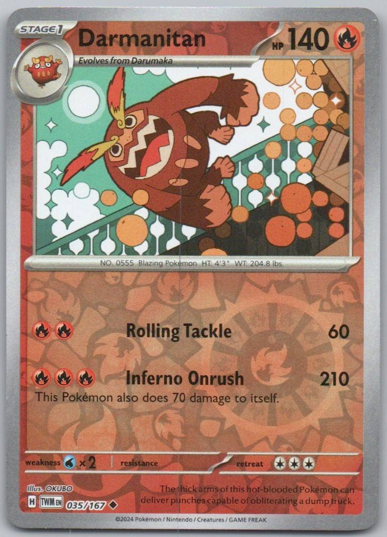 Darmanitan 035 Reverse Holo Fire Card - Twilight Masquerade