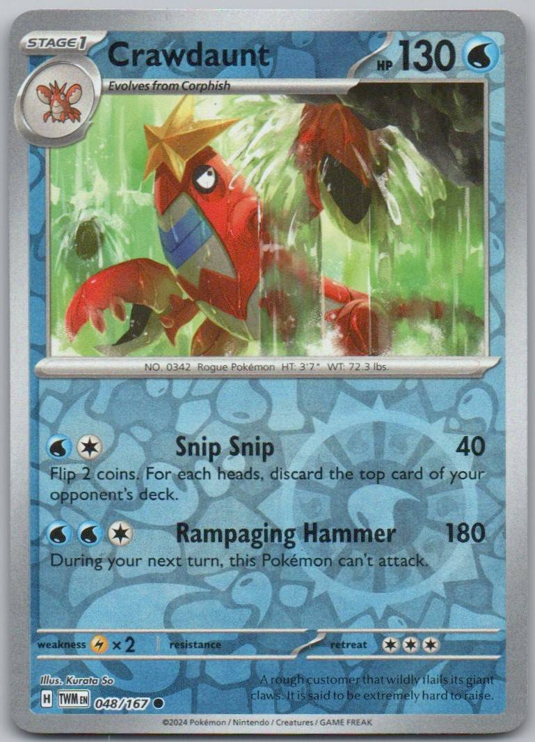 Crawdaunt 048 Reverse Holo Water Card - Twilight Masquerade