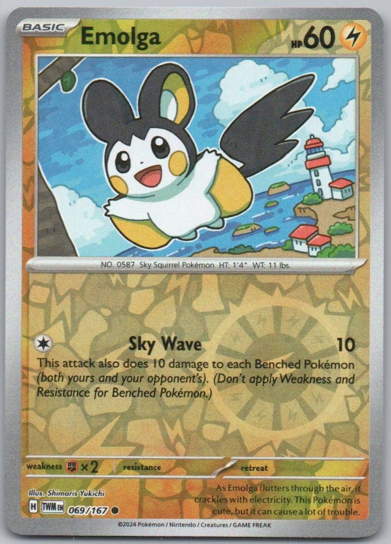 Emolga 069 Reverse Holo Lightning Card - Twilight Masquerade