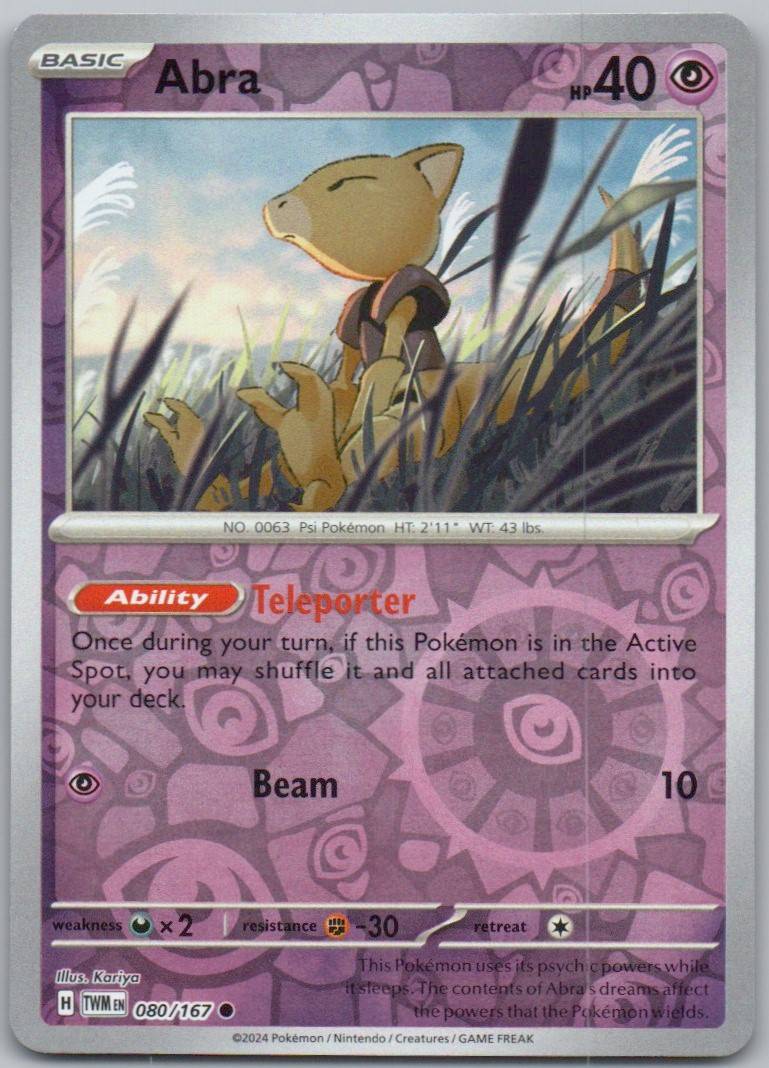 Abra 080 Reverse Holo Psychic Card - Twilight Masquerade