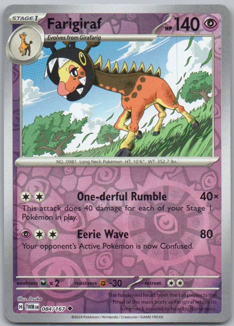 Farigiraf 084 Reverse Holo Psychic Card - Twilight Masquerade