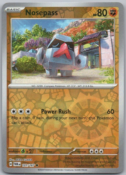 Nosepass 101 Reverse Holo Fighting Card - Twilight Masquerade