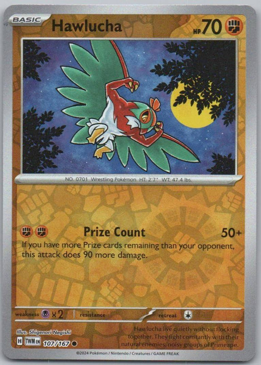 Hawlucha 107 Reverse Holo Fighting Card - Twilight Masquerade