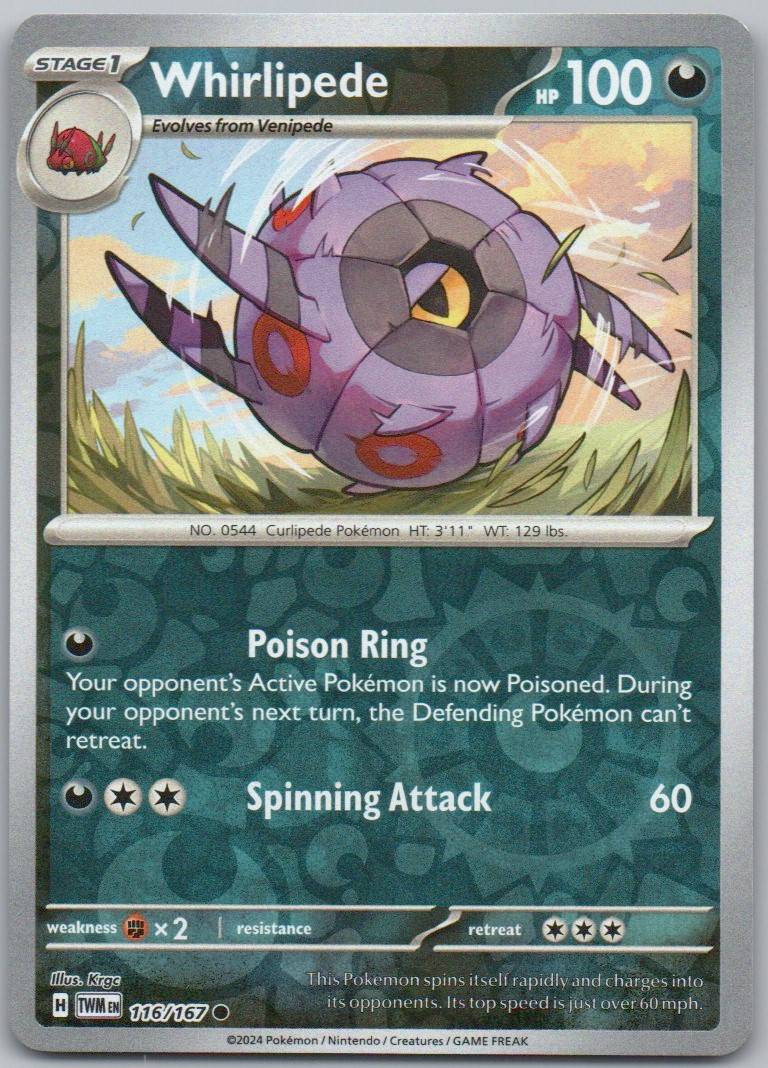 Whirlipede 116 Reverse Holo Darkness Card - Twilight Masquerade