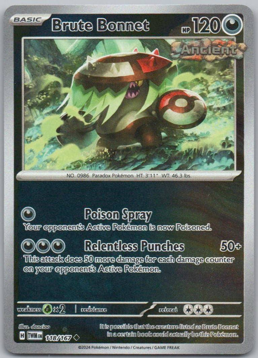 Brute Bonnet 118 Reverse Holo Darkness Card - Twilight Masquerade