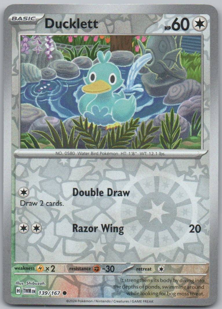 Ducklett 139 Reverse Holo Colorless Card - Twilight Masquerade