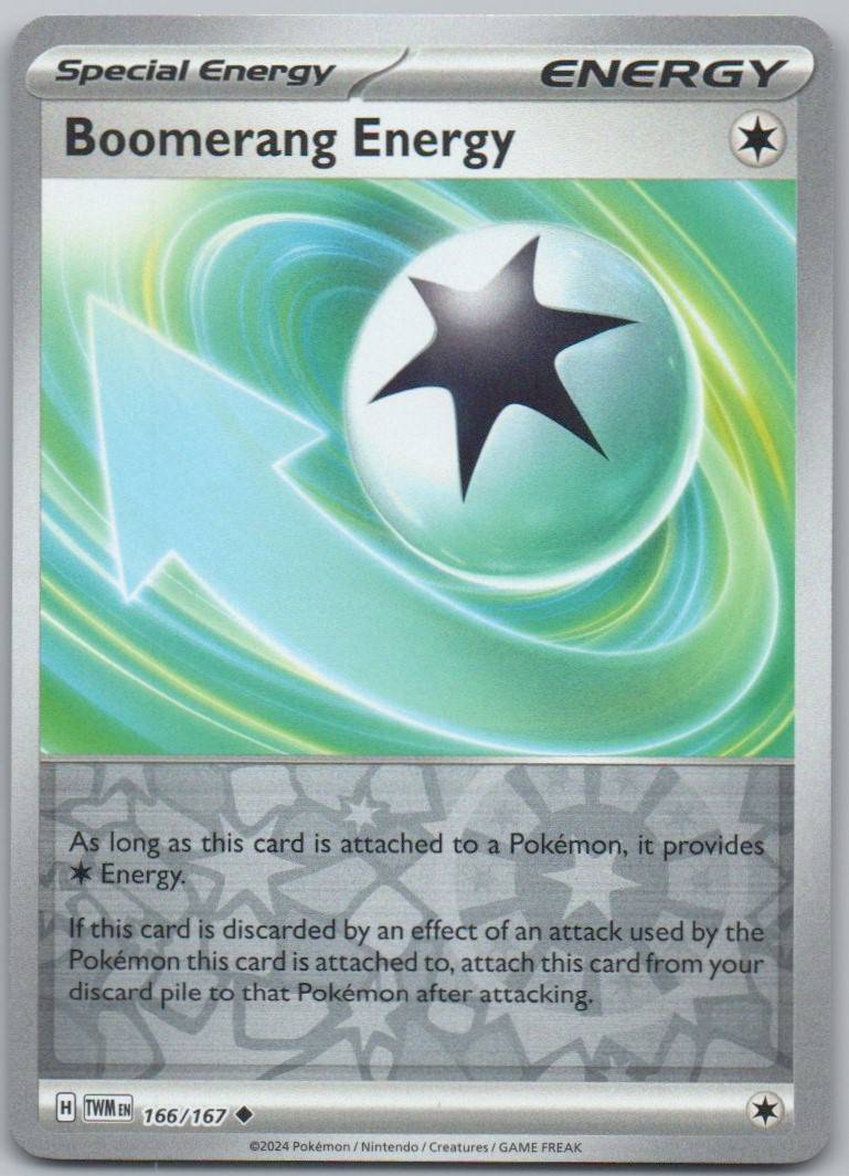 Boomerang Energy 166 Reverse Holo Trainer Card - Twilight Masquerade