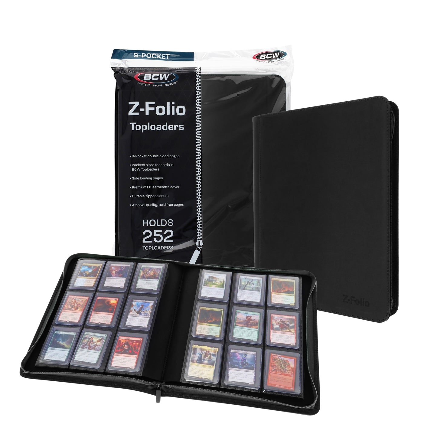 BCW Z-Folio 9-Pocket LX Album - Toploaders - Black