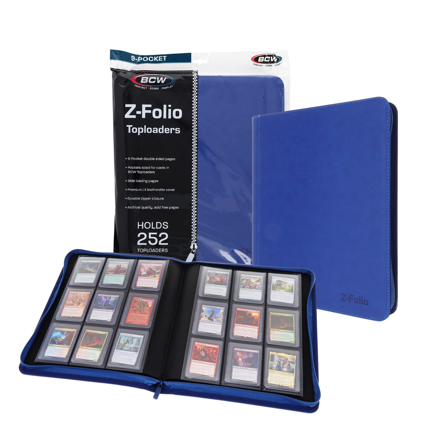 BCW Z-Folio 9-Pocket LX Album - Toploaders - Blue
