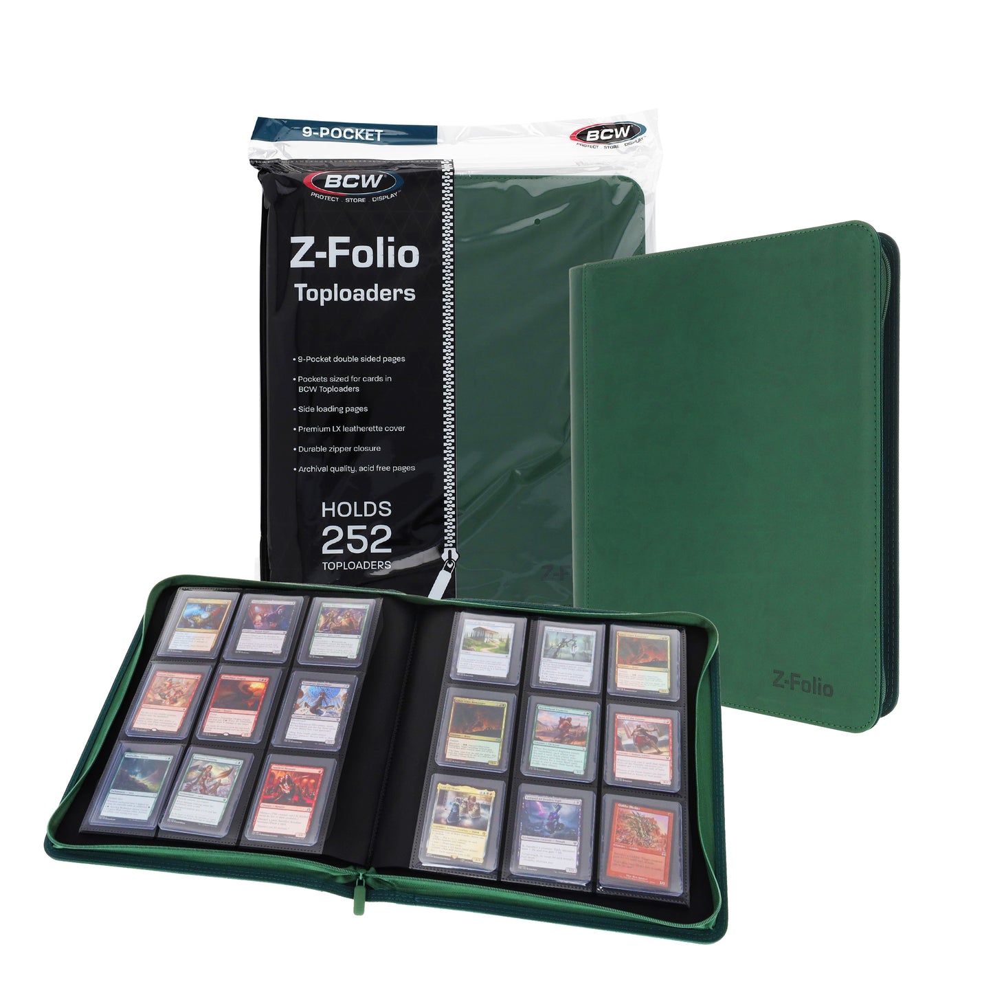 BCW Z-Folio 9-Pocket LX Album - Toploaders - Green