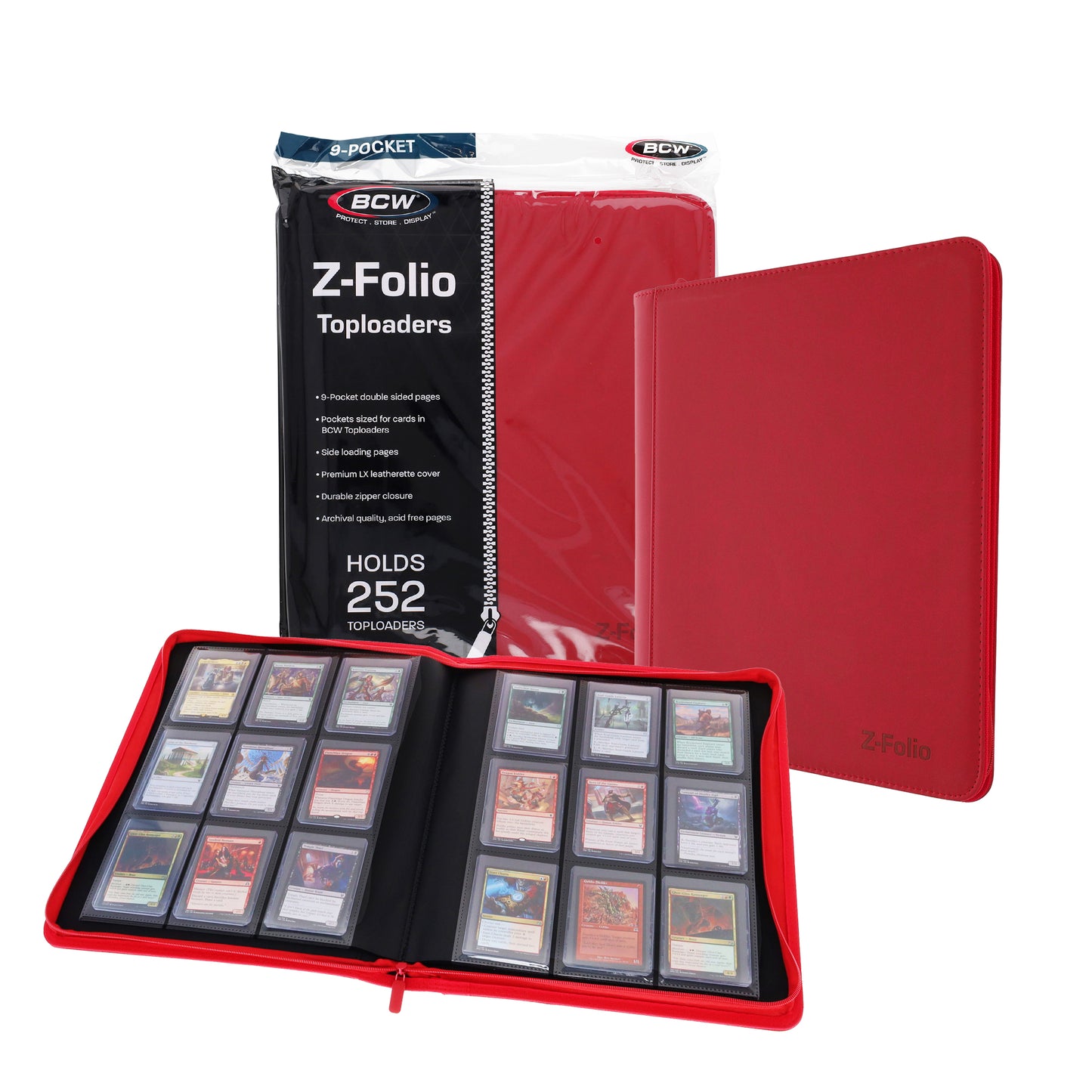 BCW Z-Folio 9-Pocket LX Album - Toploaders - Red
