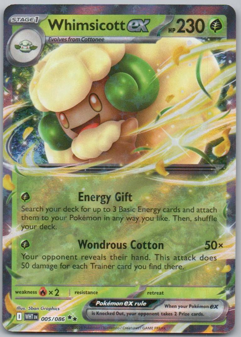 Whimsicott EX 005 Holo Grass Card - White Flare