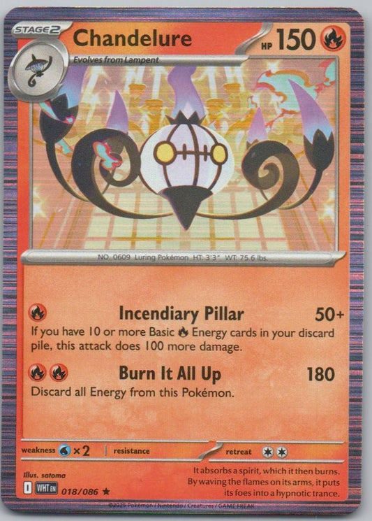 Chandelure 018 Holo Fire Card - White Flare