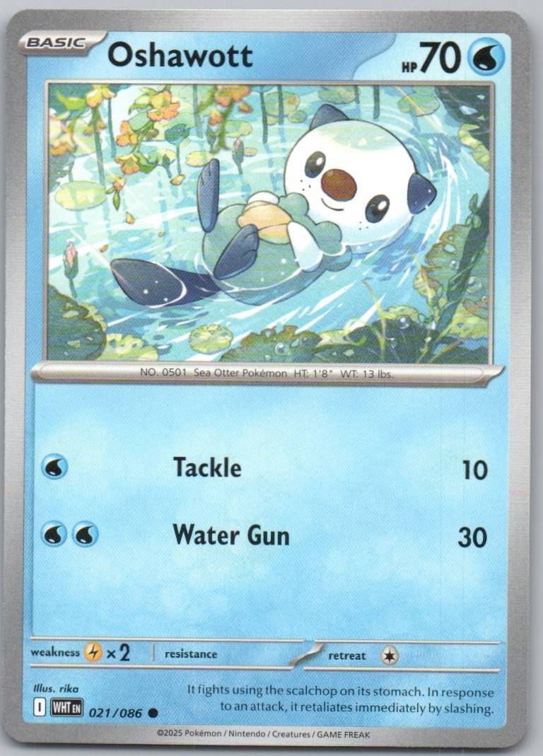 Oshawott 021 Normal Water Card - White Flare