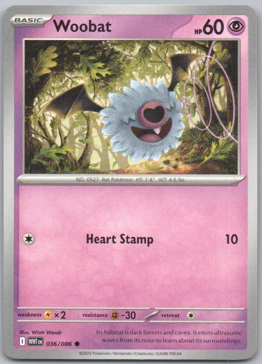 Woobat 036 Normal Psychic Card - White Flare