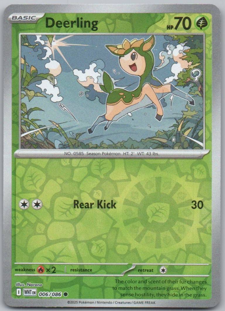 Deerling 006 Reverse Holo Grass Card - White Flare