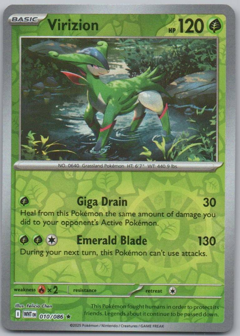 Virizion 010 Reverse Holo Grass Card - White Flare