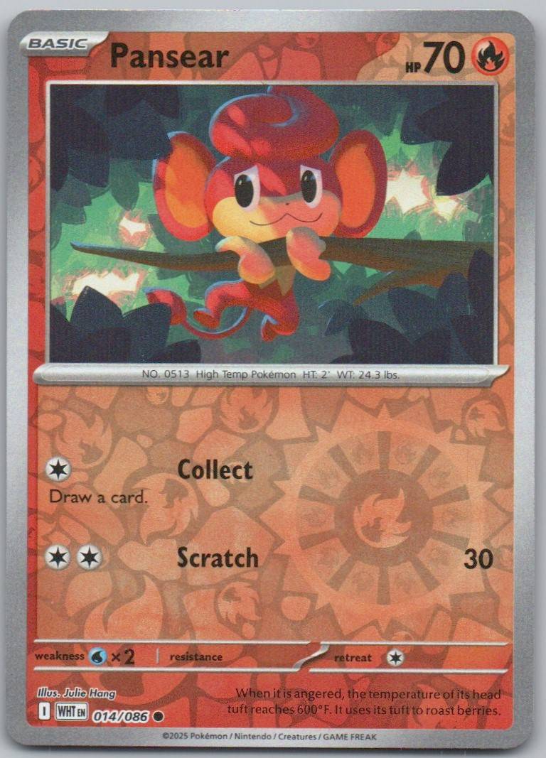 Pansear 014 Reverse Holo Fire Card - White Flare