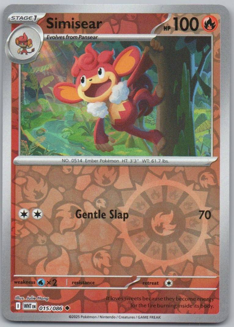 Simisear 015 Reverse Holo Fire Card - White Flare