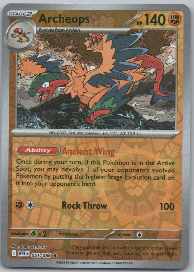 Archeops 051 Reverse Holo Fighting Card - White Flare
