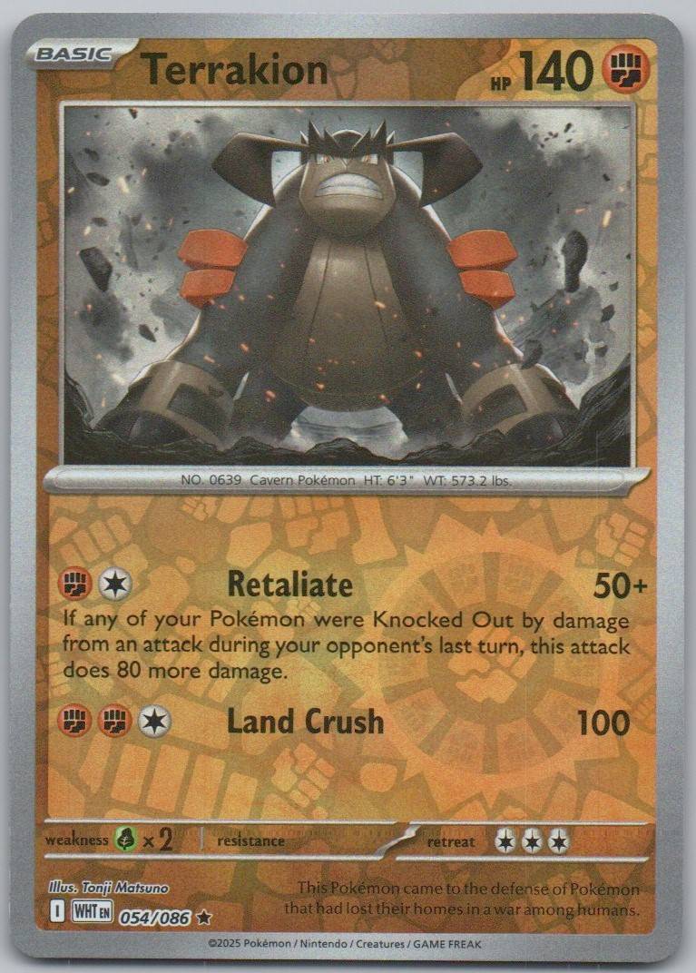 Terrakion 054 Reverse Holo Fighting Card - White Flare