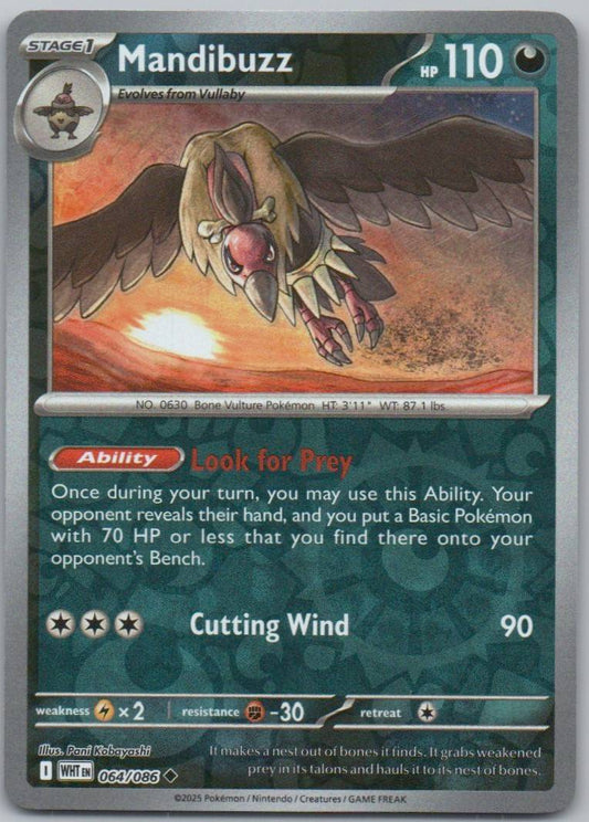 Mandibuzz 064 Reverse Holo Darkness Card - White Flare