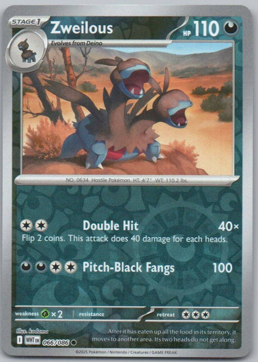 Zweilous 066 Reverse Holo Darkness Card - White Flare