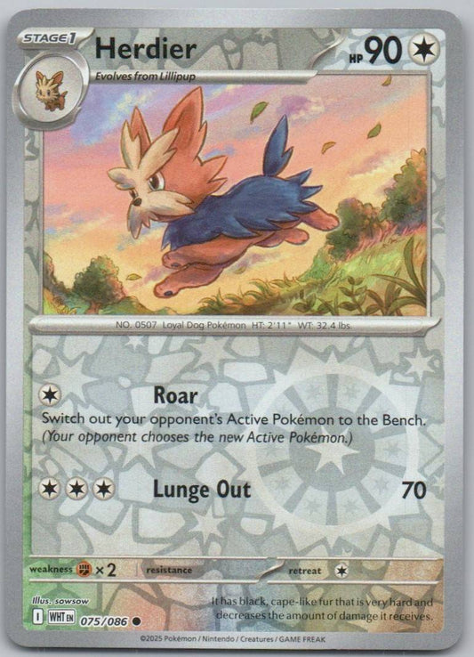 Herdier 075 Reverse Holo Colorless Card - White Flare