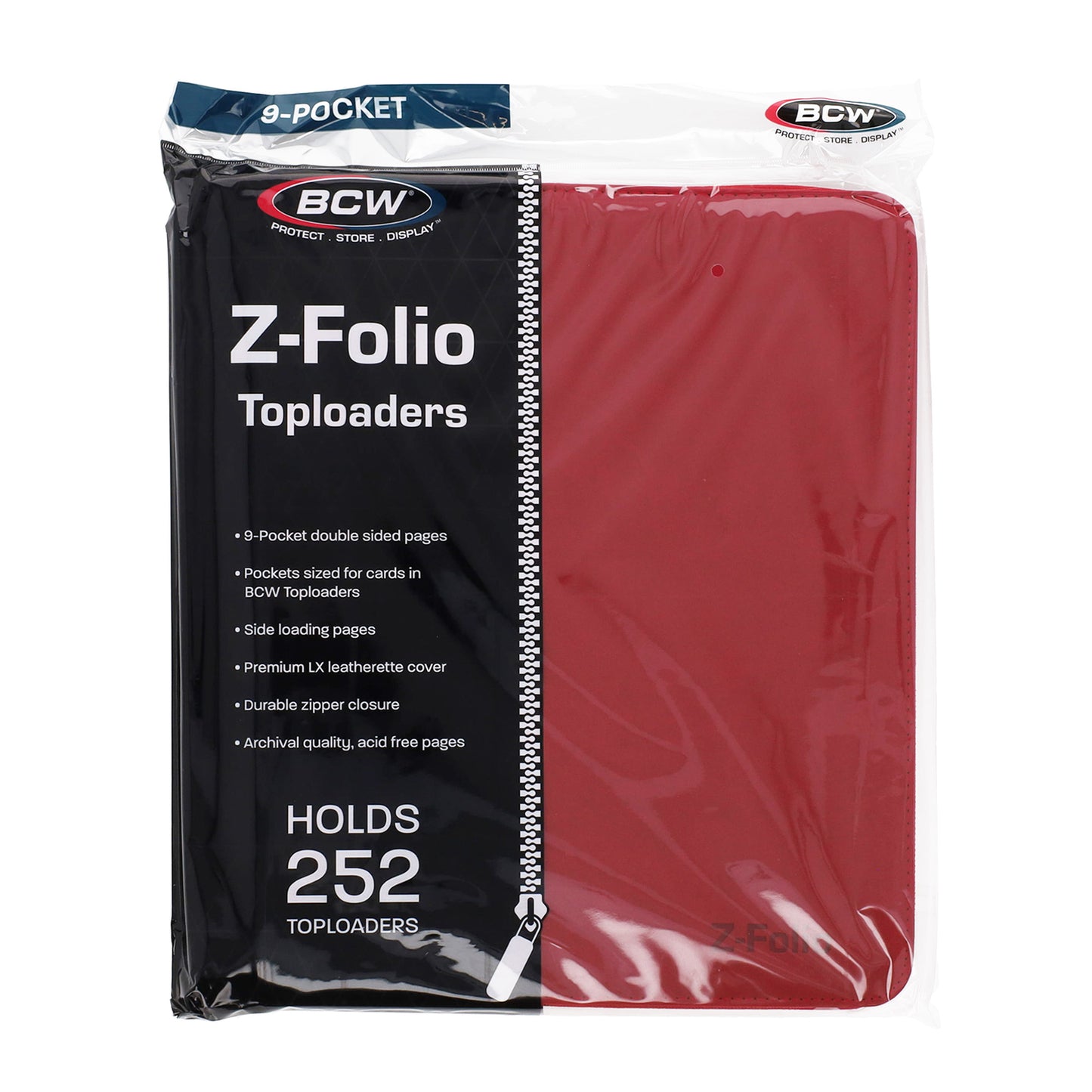 BCW Z-Folio 9-Pocket LX Album - Toploaders - Red