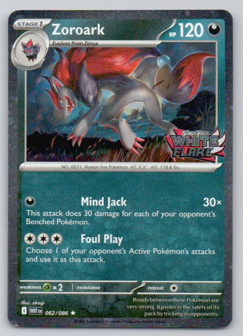 Zoroark (White Flare Stamped) 062 HOL Card - Miscellaneous Cards & Products