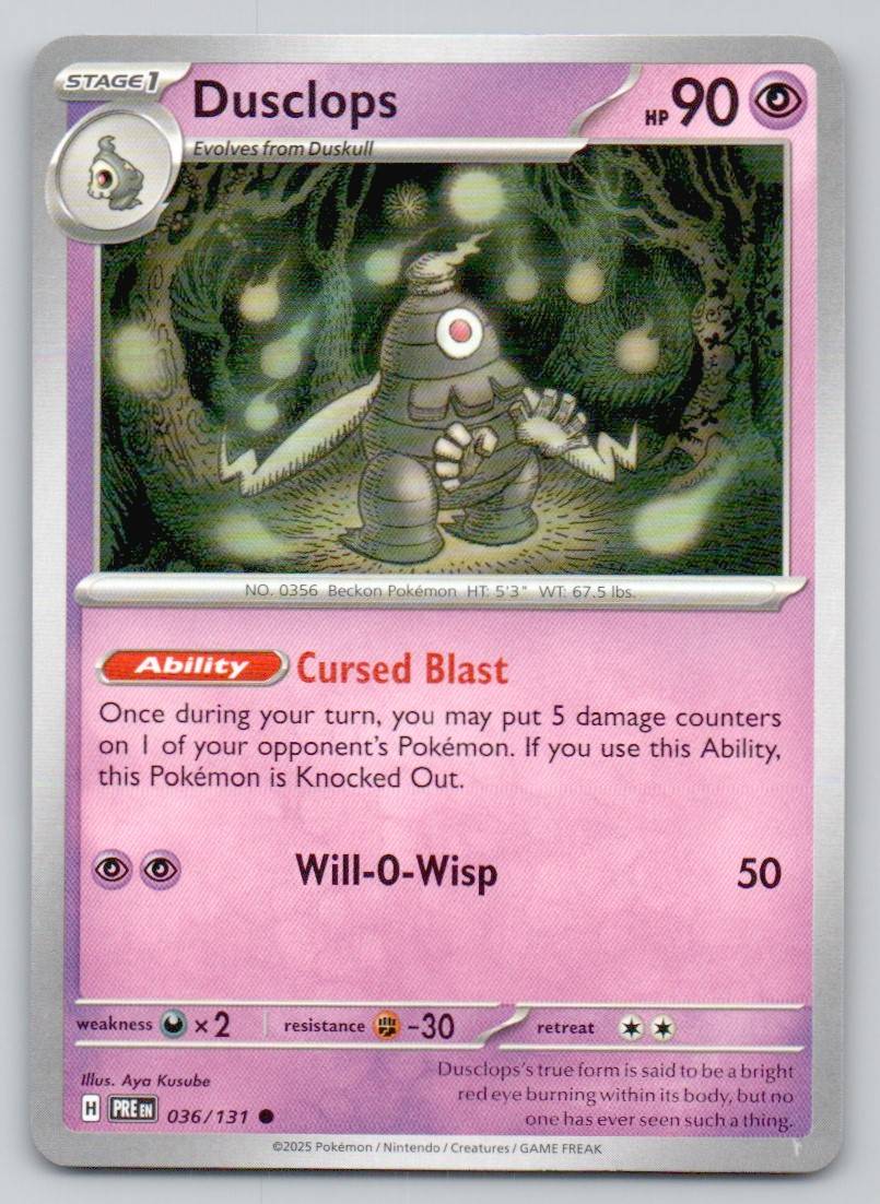 Dusclops 036 NOR Card - Prismatic Evolutions