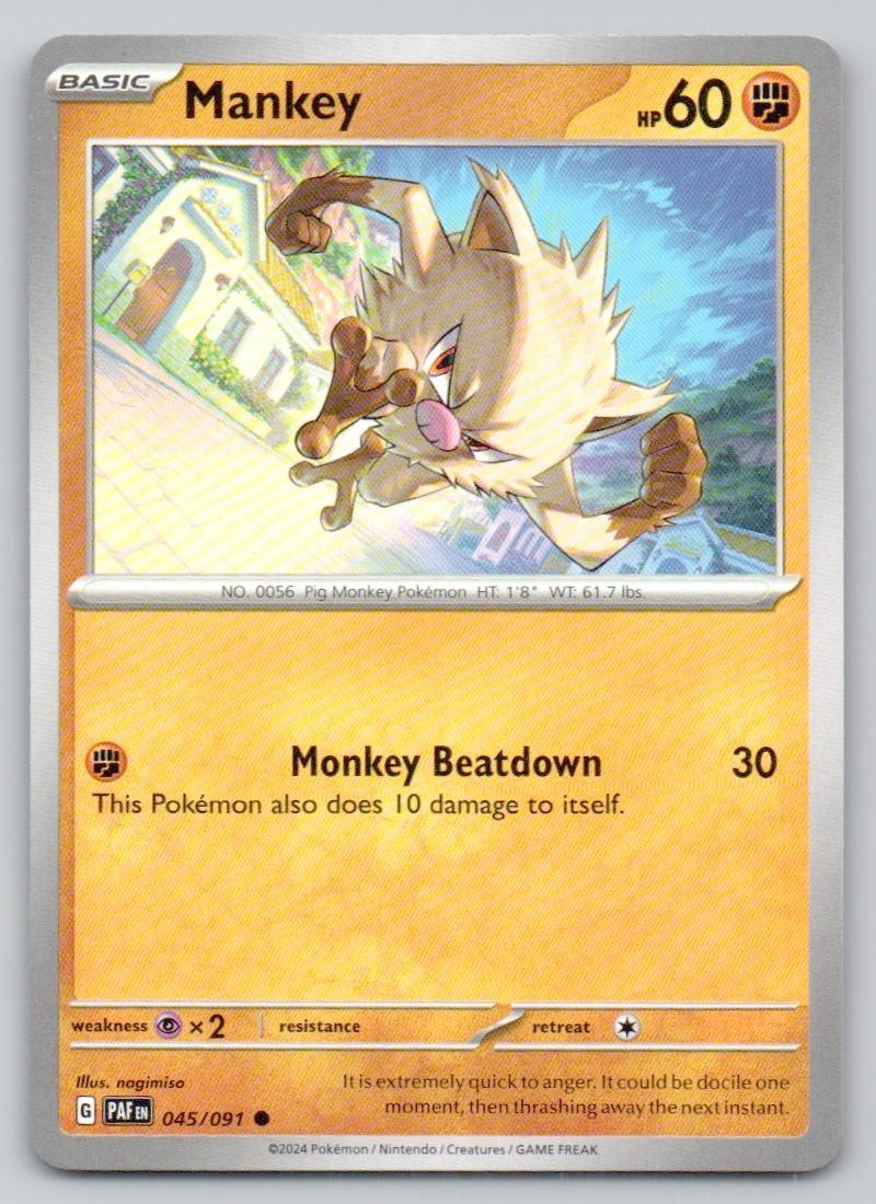 Mankey 045 NOR Card - Paldean Fates