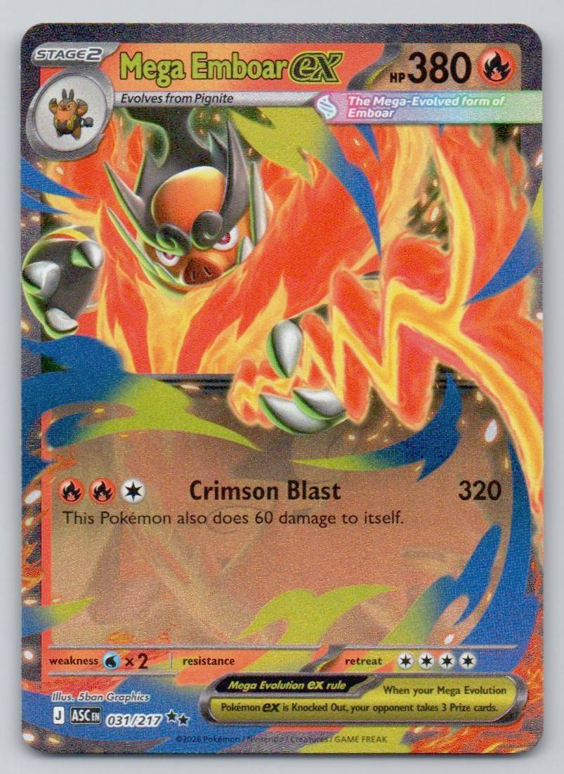 Mega Emboar ex 031 NOR Card - Ascended Heroes