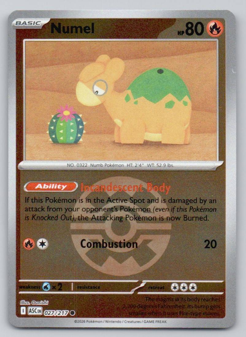 Numel (Quick Ball) 027 HOL Card - Ascended Heroes