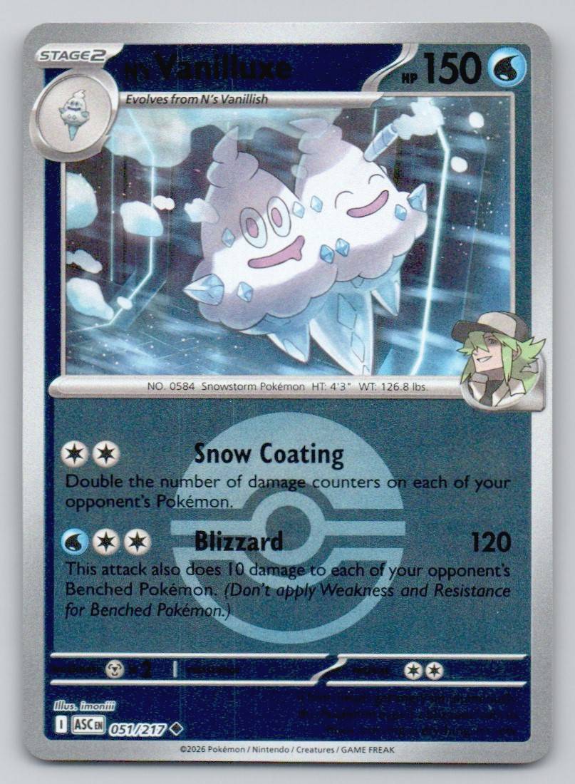 N's Vanilluxe (Poke Ball) 051 HOL Card - Ascended Heroes