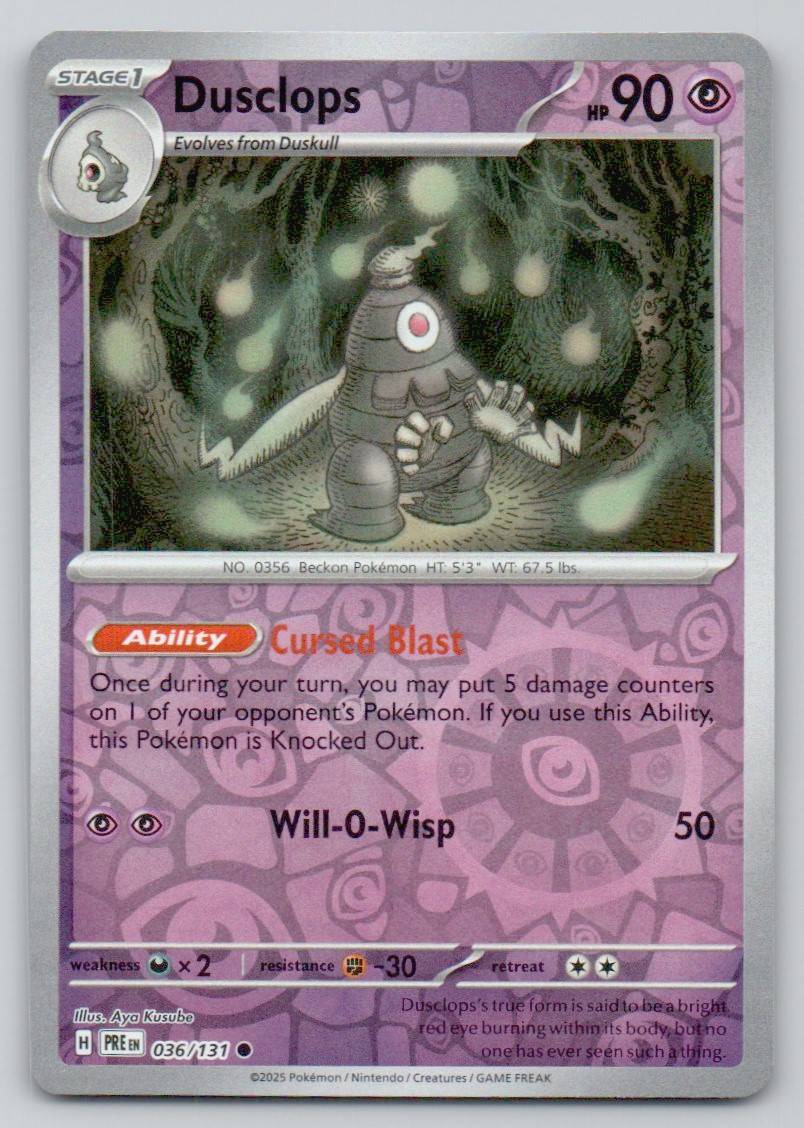 Dusclops 036 REV Card - Prismatic Evolutions