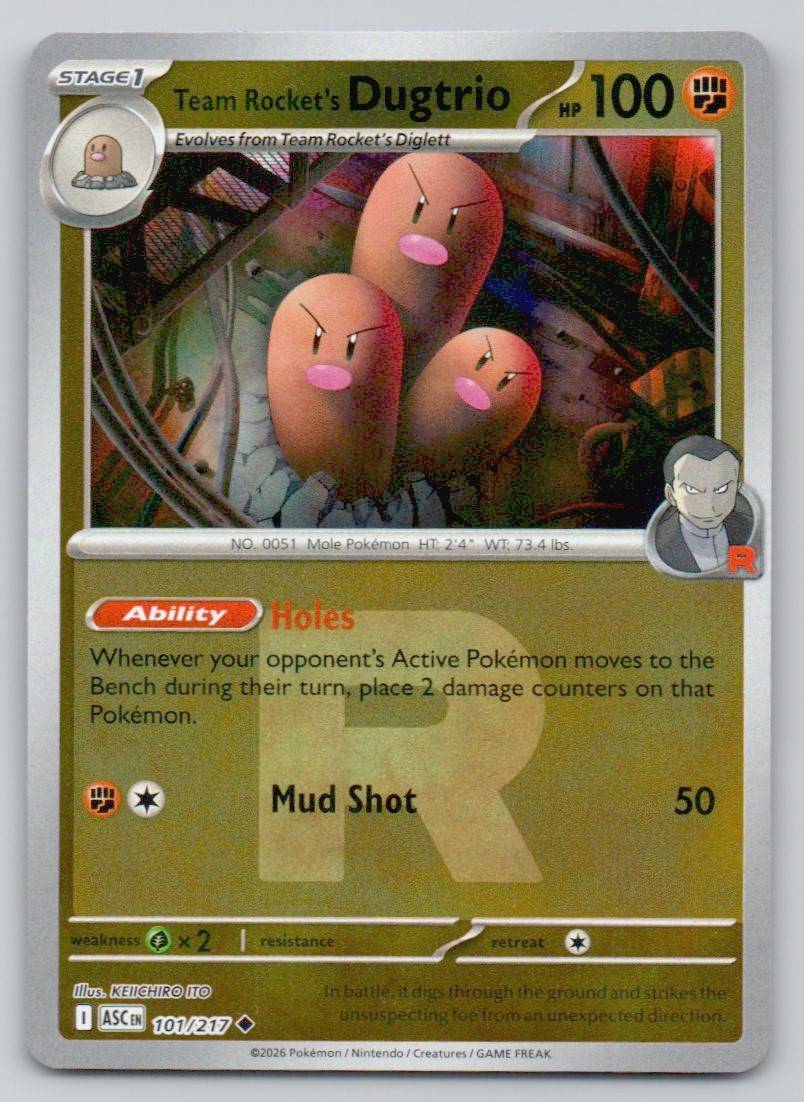 Team Rocket's Dugtrio (Team Rocket) 101 HOL Card - Ascended Heroes