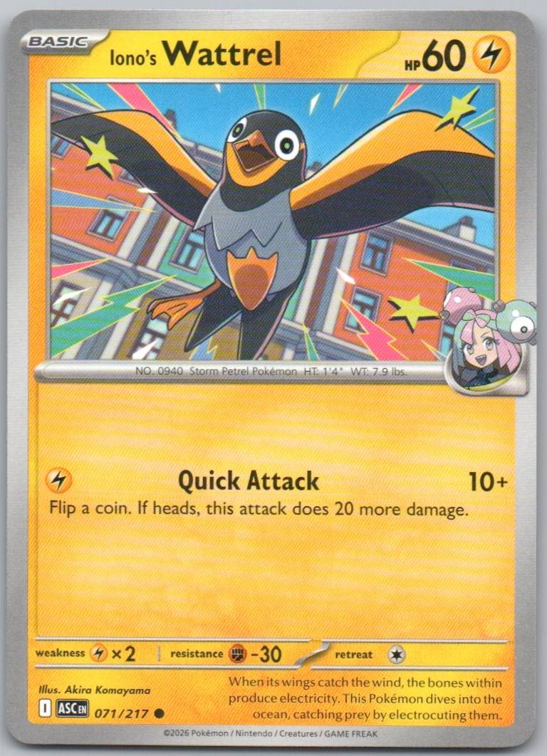 Iono's Wattrel 071 NOR Card - Ascended Heroes
