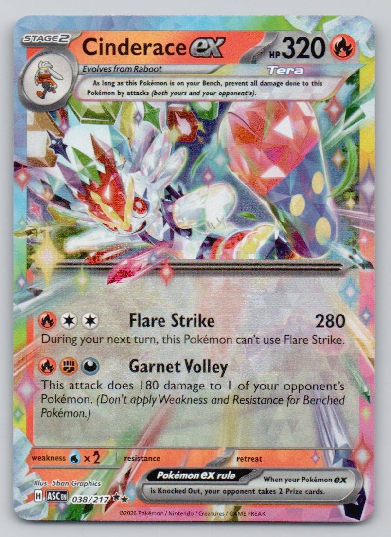 Cinderace ex 038 NOR Card - Ascended Heroes