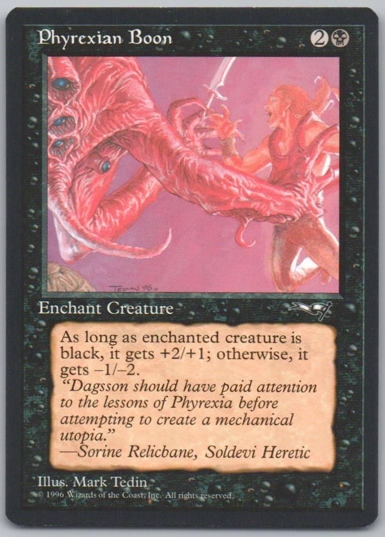 Phyrexian Boon (Man Held Aloft) 23 Normal Enchantment Card - Alliances