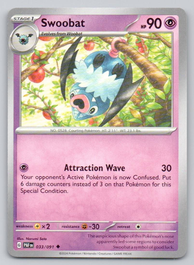 Swoobat 033 NOR Card - Paldean Fates