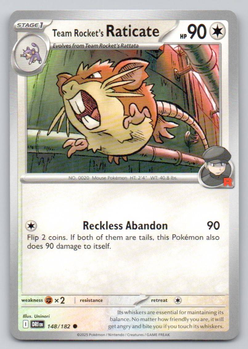 Team Rocket's Raticate 148 NOR Card - Destined Rivals