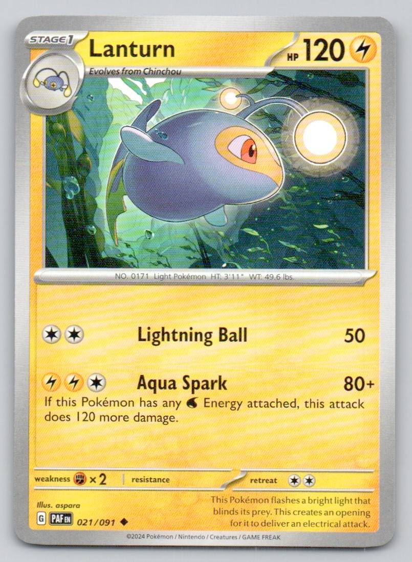 Lanturn 021 NOR Card - Paldean Fates