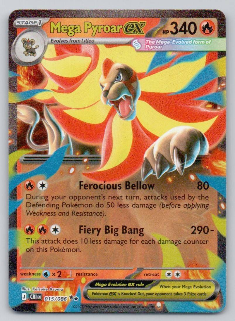 Mega Pyroar ex 015 NOR Card - ME04: Chaos Rising