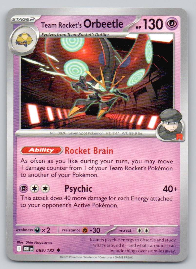 Team Rocket's Orbeetle 089 NOR Card - Destined Rivals