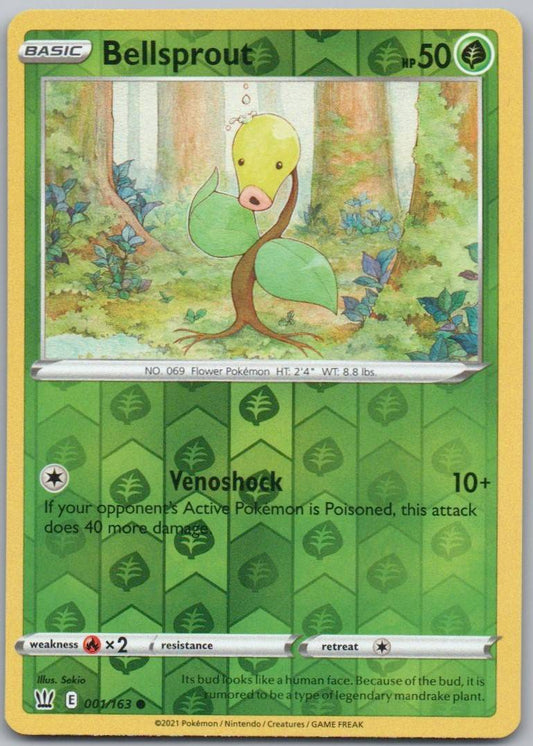Bellsprout 001 Reverse Holo Grass Card - Battle Styles