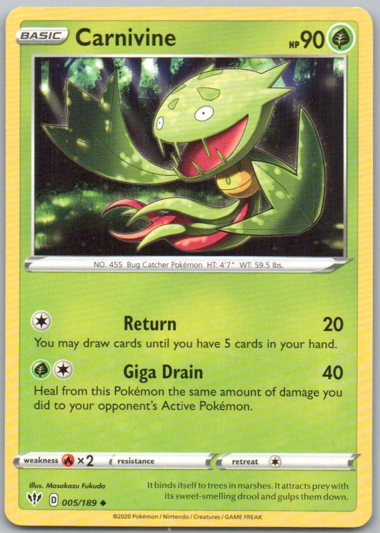 Carnivine 005 Normal Grass Card - Darkness Ablaze