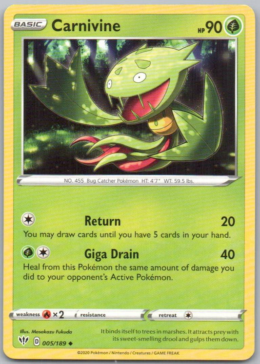 Carnivine 005 Normal Grass Card - Darkness Ablaze