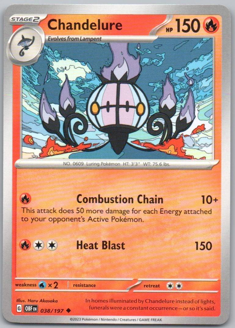 Chandelure 038 Normal Fire Card - Obsidian Flames